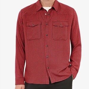 The Kooples Red & Black Houndstooth Button Down Shirt Jacket Over Shirt Size S